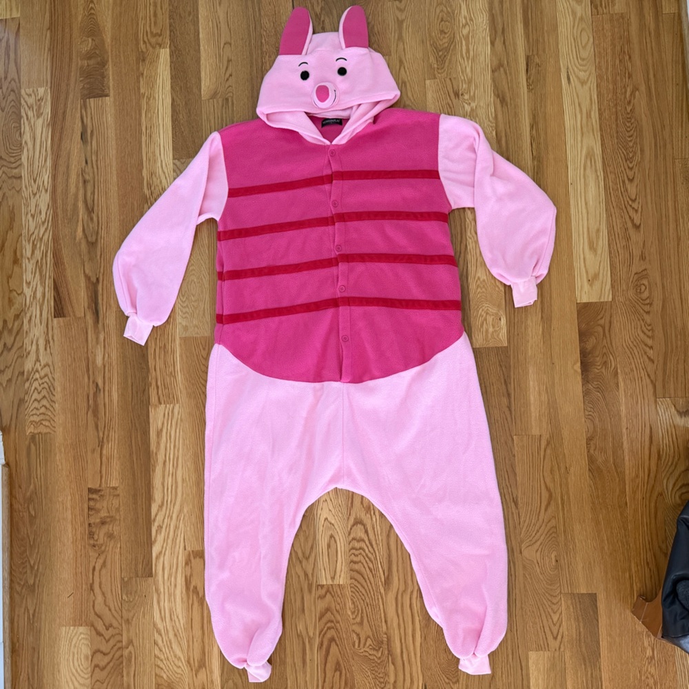 Piglet Fleece One Piece Union Suit Adult Large